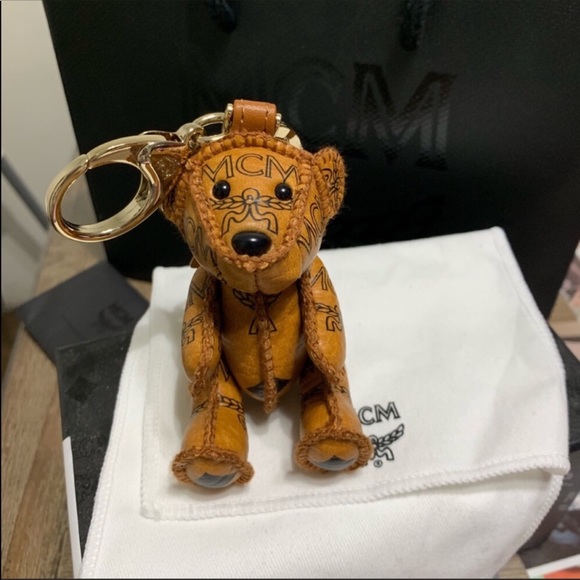 mcm teddy bear keychain